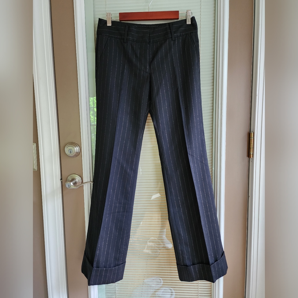 Gold Pin Stripe Black Pants M
